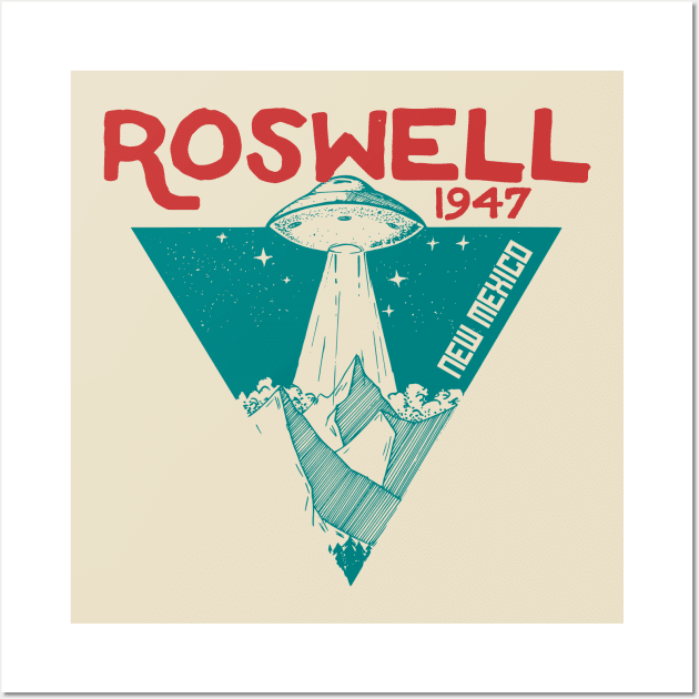 Roswell new mexico 1947 ufo beam flying saucer abduction Wall Art by SpaceWiz95